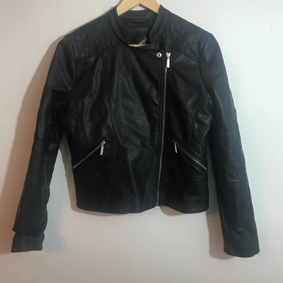 Collection B Jackets & Blazers - Collectionb Black Faux Leather Moto Jacket Medium